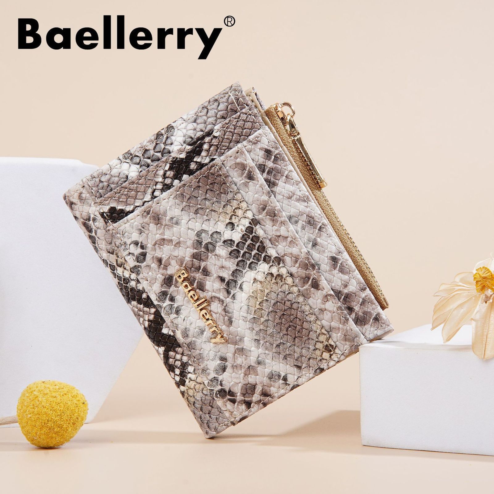 Baellerry Wallet Womens Fashion Serpentine Short Style Multi Card Zipper Premium Zero Wallet 250304