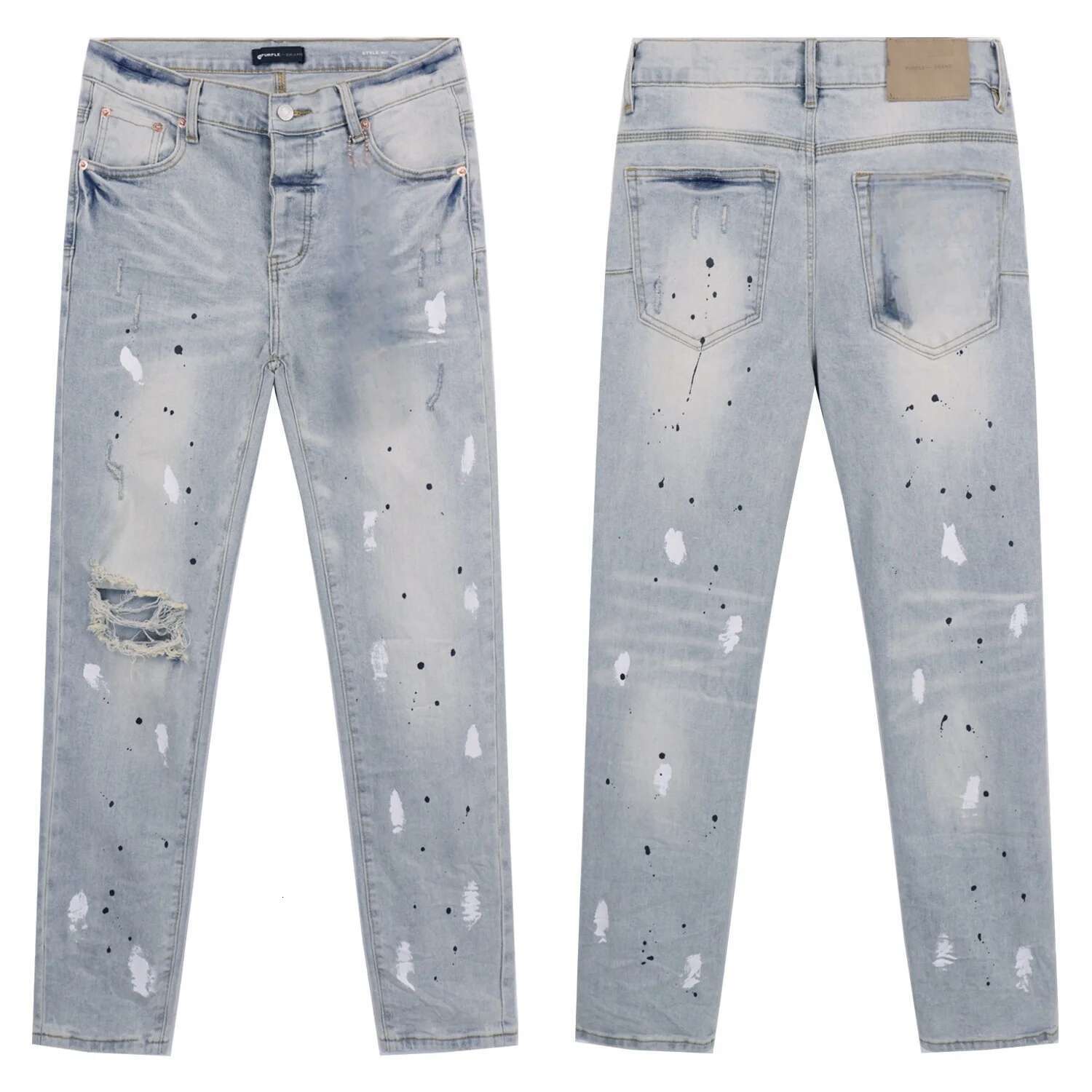 New Fashion 2024 Quality American High Street Ripped Patch Trend Retro Straight Leg Jeans