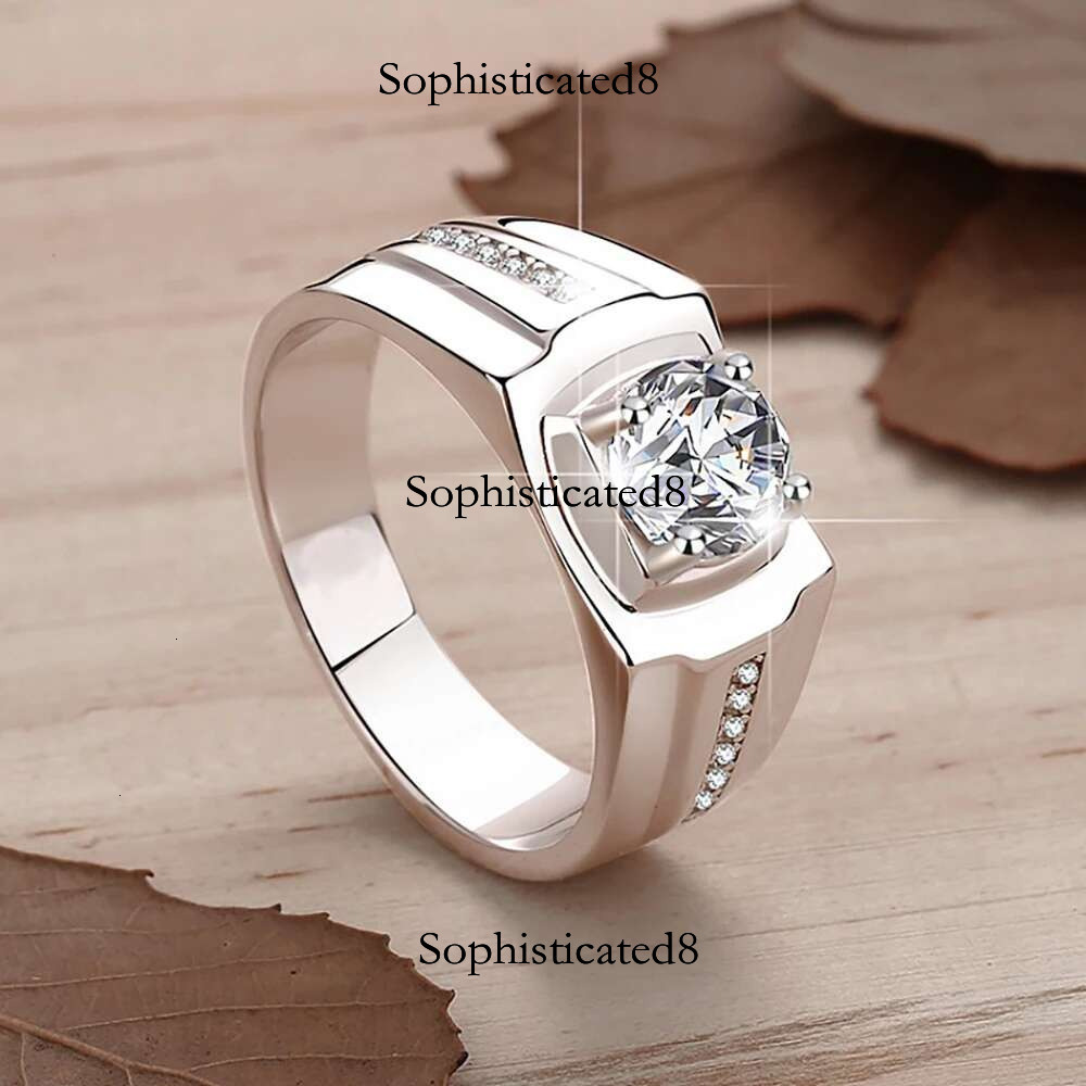 MILIYALIER 1ct VVS1 Moissanite Solid S Sterg Sier Wedding Ring for Men Brilliant Dias Engagement Fine Jewelry Gift