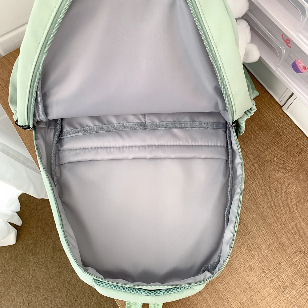 Ship from US Laptop Backpack Large Capacity College Student Rucksack with Cute Pendant Simple Adjustable Strap Fashion for Teenage Girls 250304FBB