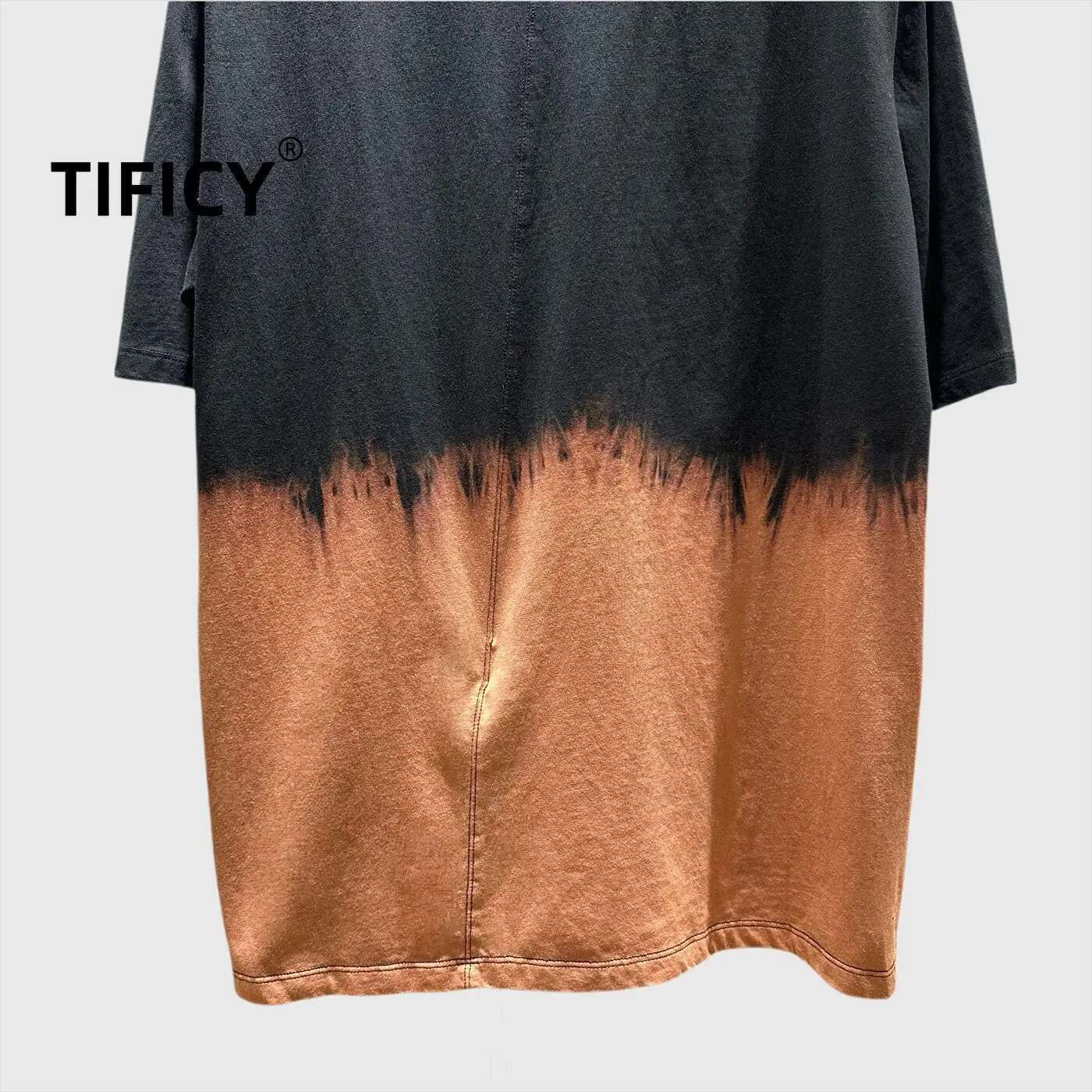 OR Dark High Street Summer Men's Tie Dye Wasteland Style Blend Design Sense Unisex Loose Short Sleeved T-Shirt Tops