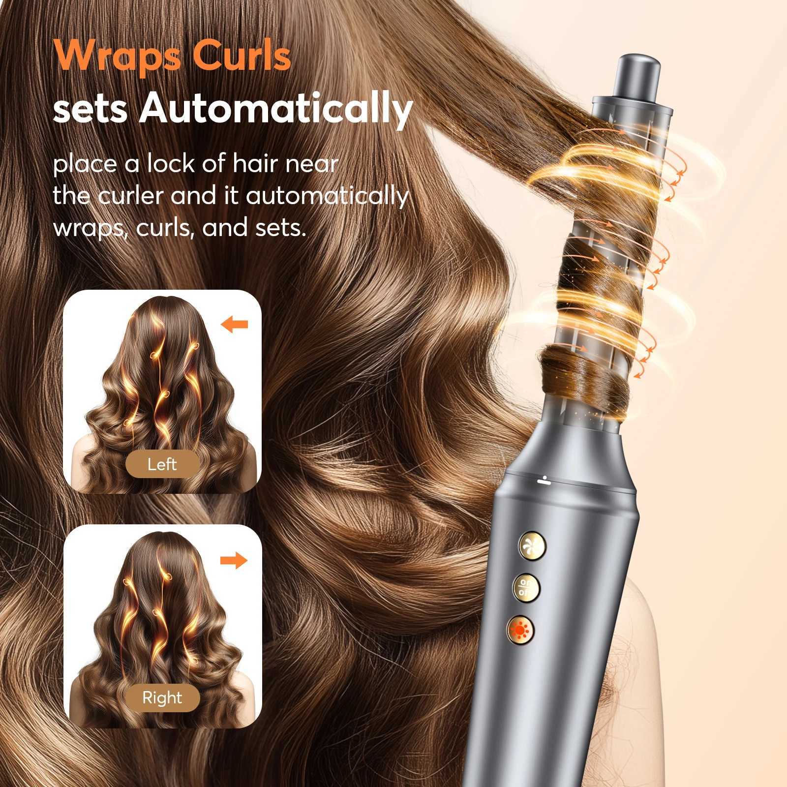 Curling Irons 5-in-1 Hair Air Packaging Style 1200W Hair Drying Brush Automatic Air Packaging Curler No Curling Fast Drying Curling Straight Curling z