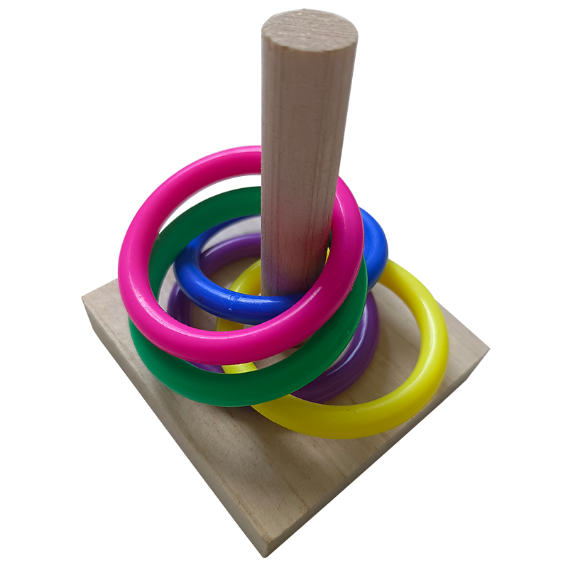 Bird Training Ring Toy Happy Beak Parrot Throwing Toys Hoop Ring Toss Wooden Trick Toy for Bird