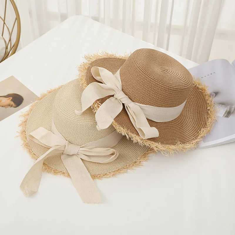 Tassel Female lace bow bowknot str hat Summer Women ladies casual floppy Sun hat Ribbon Sunscreen c for beachXJ250304