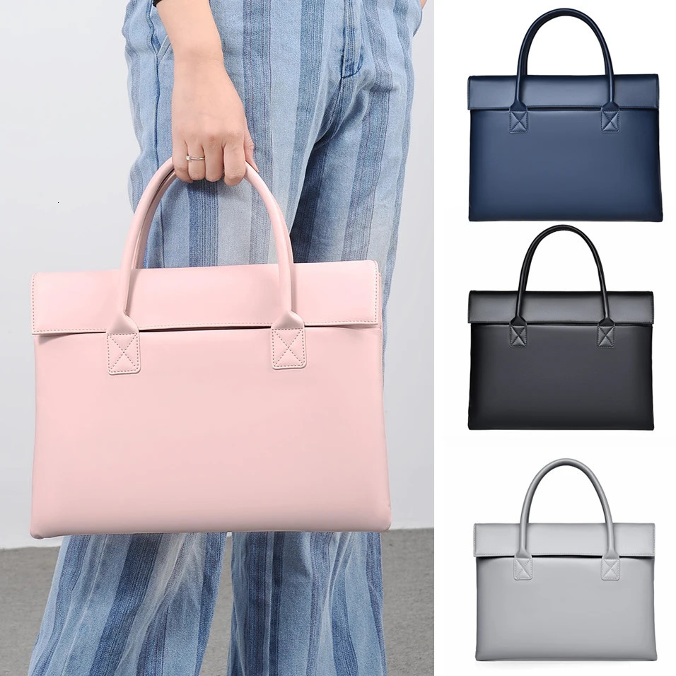 Briefcase Women Executive PU Leather Handbag Office Work Business Commuting Meeting Simple Durable Bag for Man 14 inch Laptop 250228