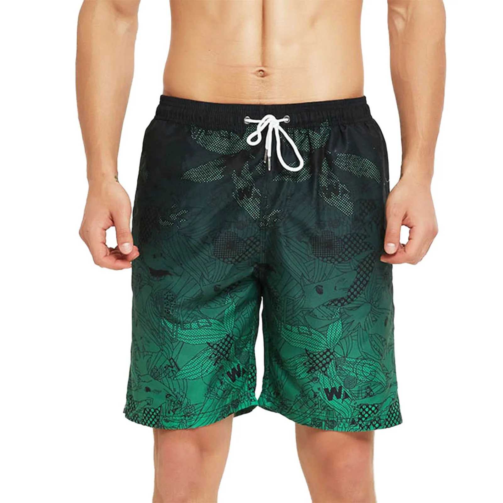 Large Size 5 Pants Shorts Beach Surfing Gradient Color Changing Beach Pants MenS Swimming Trunks Yoga Shorts MenT250304