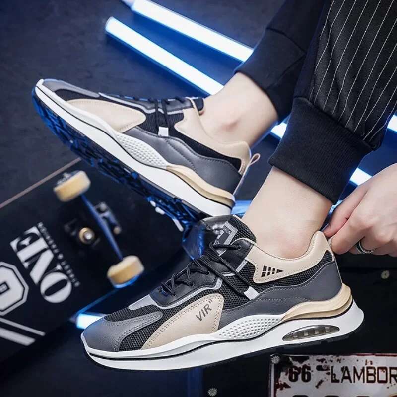 High Quality Men's Sneakers Mesh Breathable Casual Air Cushion Running Shoes for Men Lace Up Platform Shoe Tenis Mascuo