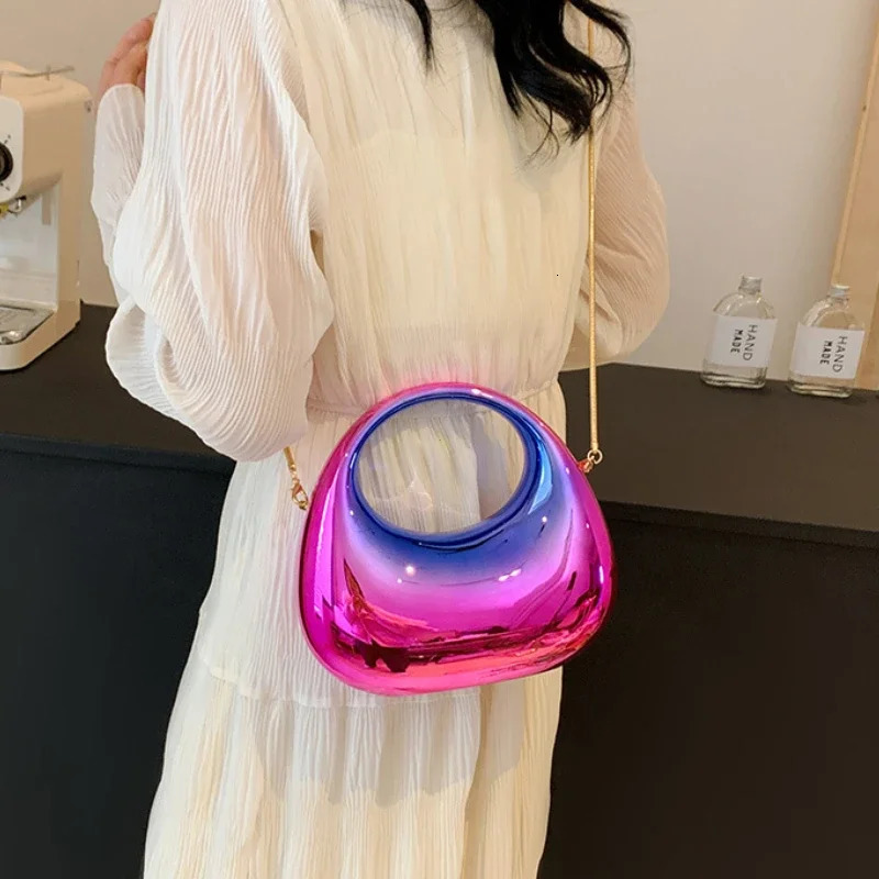 y ner Evening Clutch Clear Acrylic Women Handbags Fashion Shoulder Bag Half Moon Wedding Purses Party Tote Ladies 250303