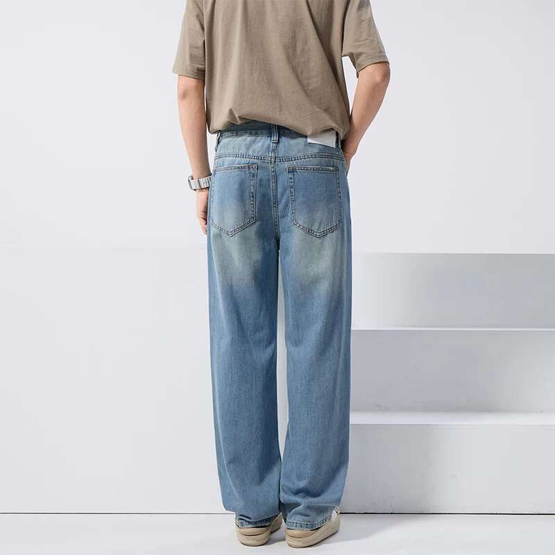 Spring-Summer Clanfit Straight-Tube Version Slim Trend Sag Lyocell Basic Jeans