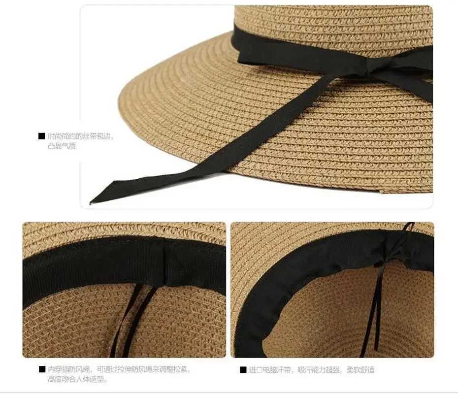 Hat for Women Fresh Summer Str Hat Sun Protection Korean Version Foldable Protection Beach Large Brim HatXJ250304