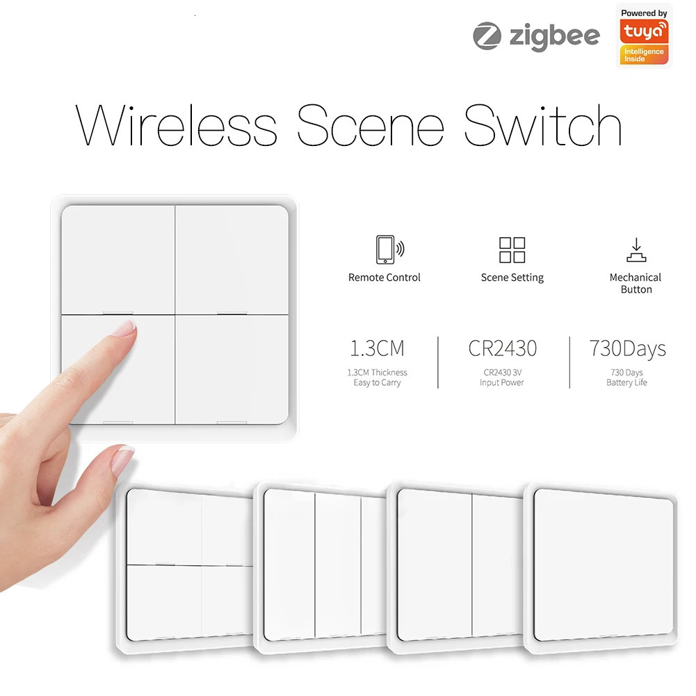 Moes ZigBee Wireless Scene Switch 12 control modes Handheld Push Button 2MQTT Setup Home Automation Scenario Tuya Smart Devices 250303