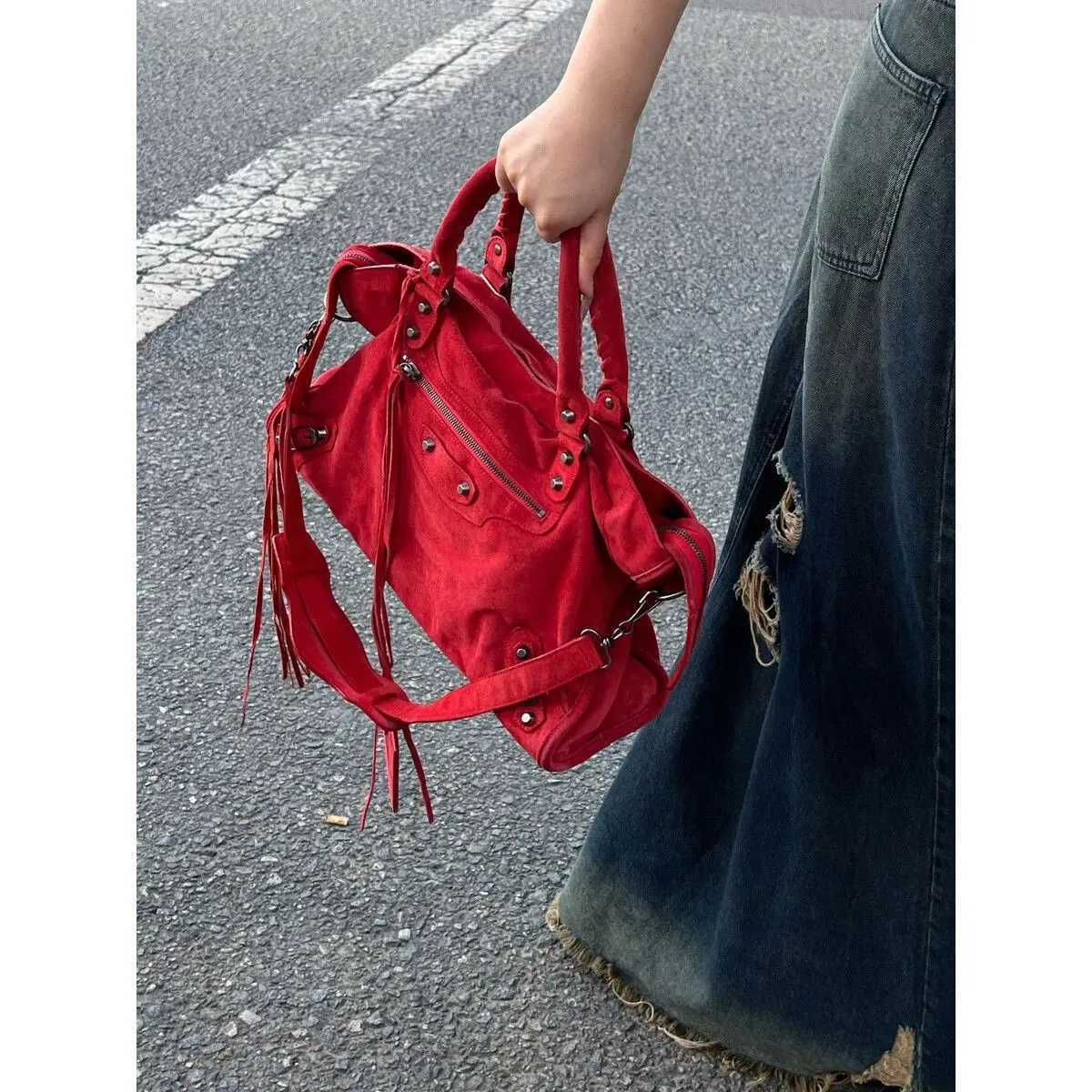 Women Bag Canvas Fashion 2024 New Fashion Red High-Capacity Shoulder Bag Pures and Bags Crossbody Girls Bag Z250303