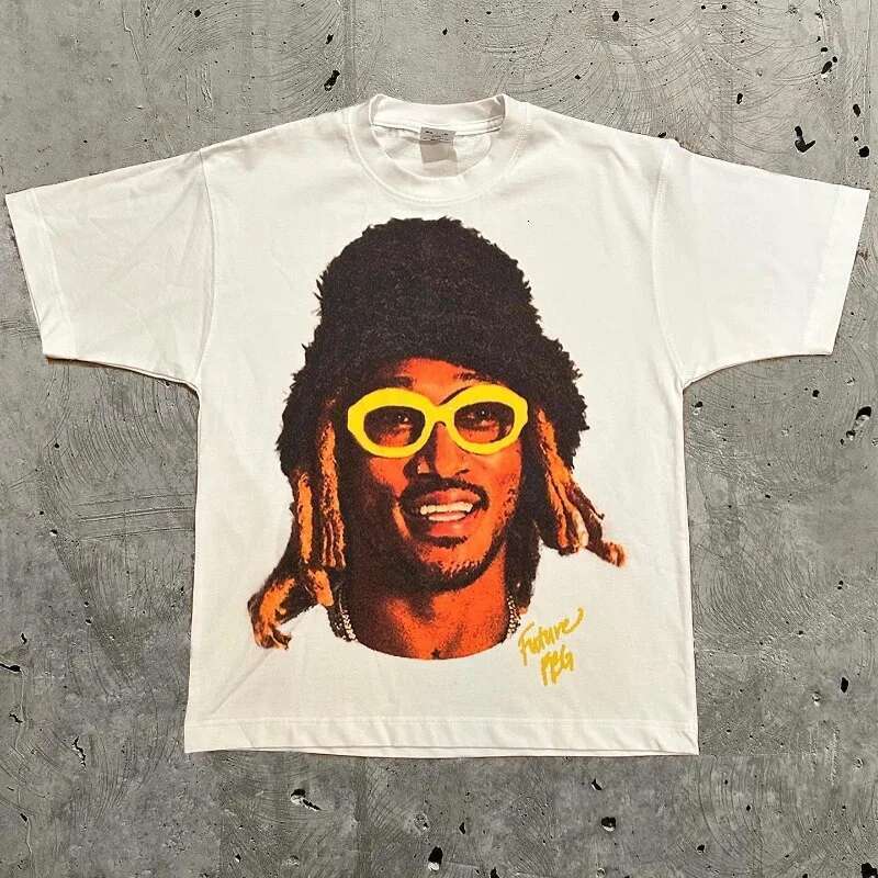 Y2k Europe And The United States New Summer Men T-Shirt Portrait Printed Haruku Hip Hop Personality Fashion Couple Shirt