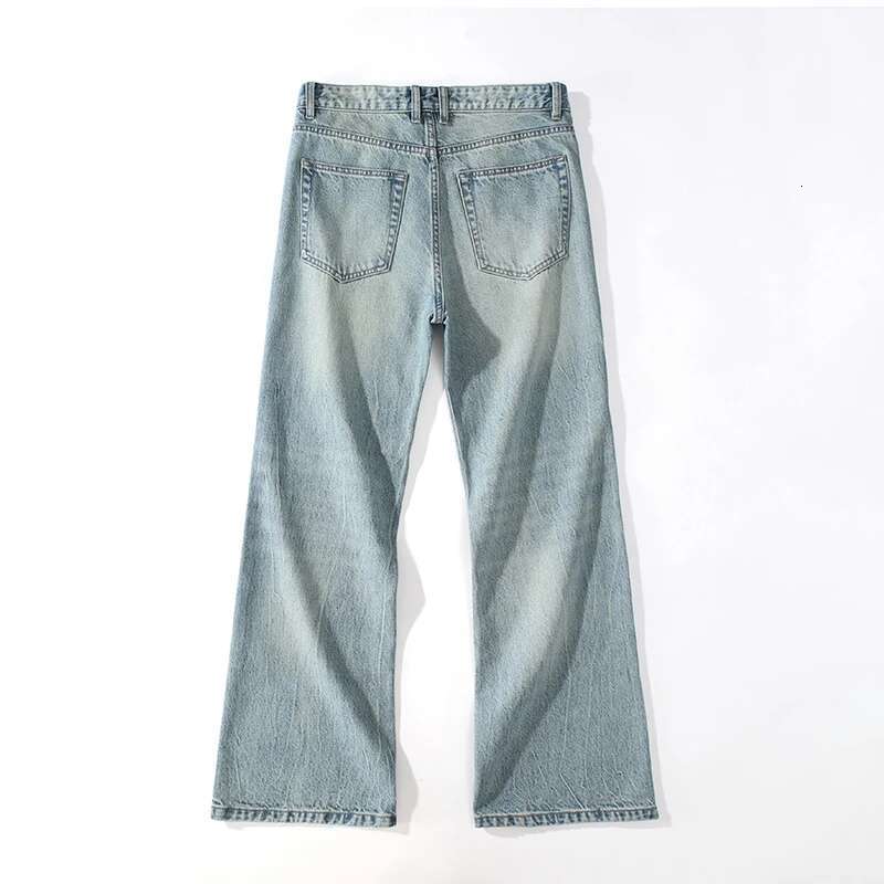 KSTUN Light Blue Jeans Men Flared Boot Cut Loose Men's Trousers Streetwear Denim Pants Americian Style Mens Clothing 2025