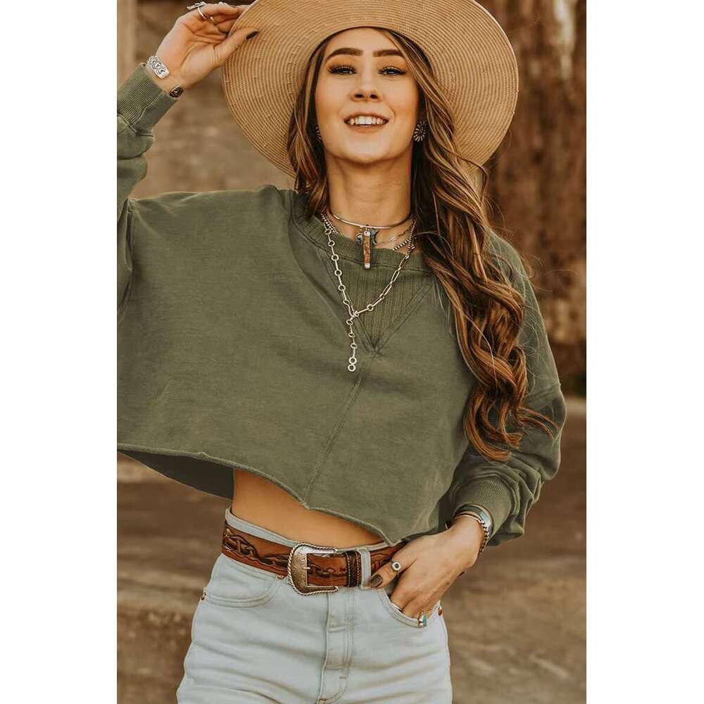 High Quality Women Cropped Hoodies Sweatshirts Fashion Drop Shoulder Cheap Crop Jumper Hoodie Pullover
