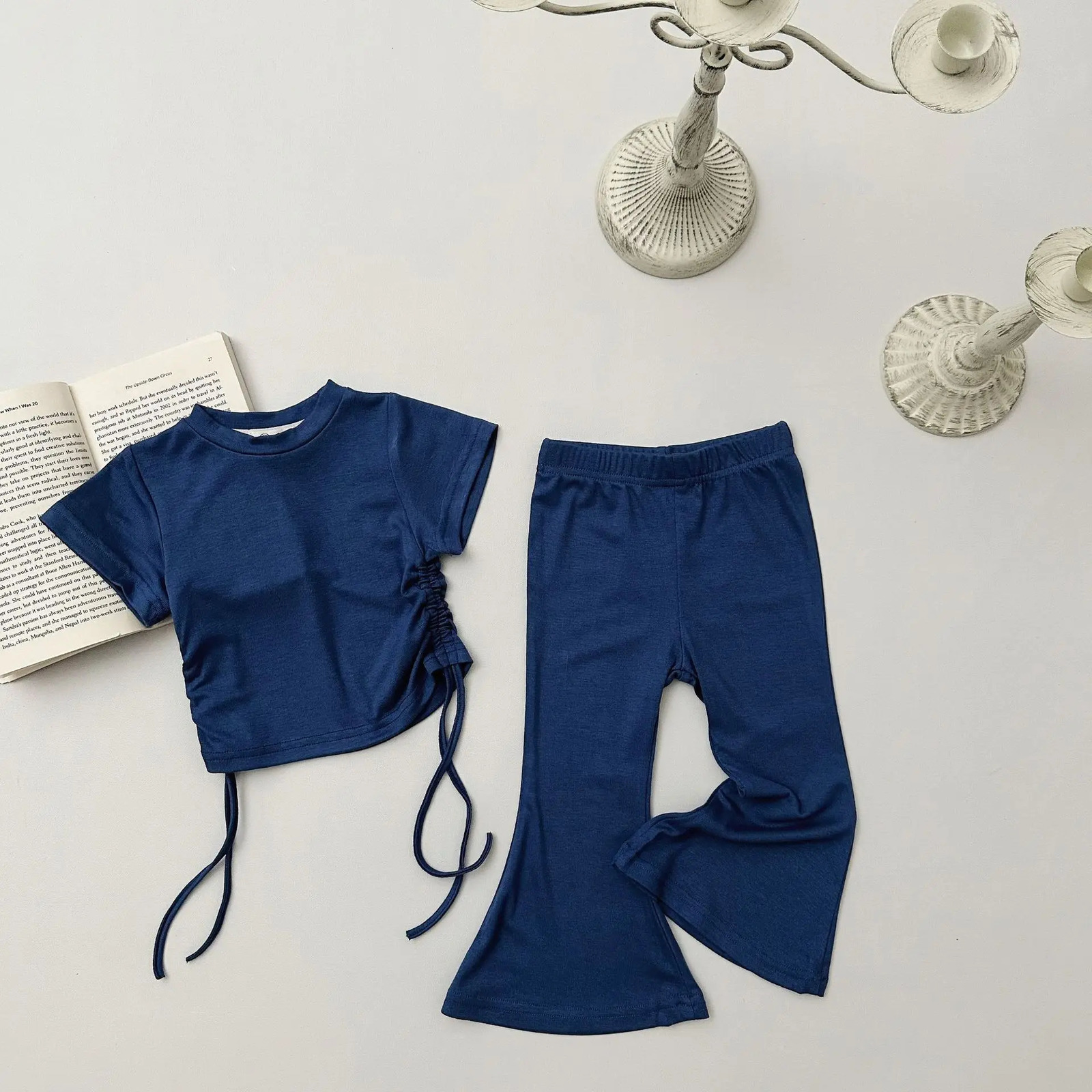 2PCS Baby Girls Clothes Set Children Clothing Solid Tops Tee Shirts and Pants Girl Kids Clothes 250304