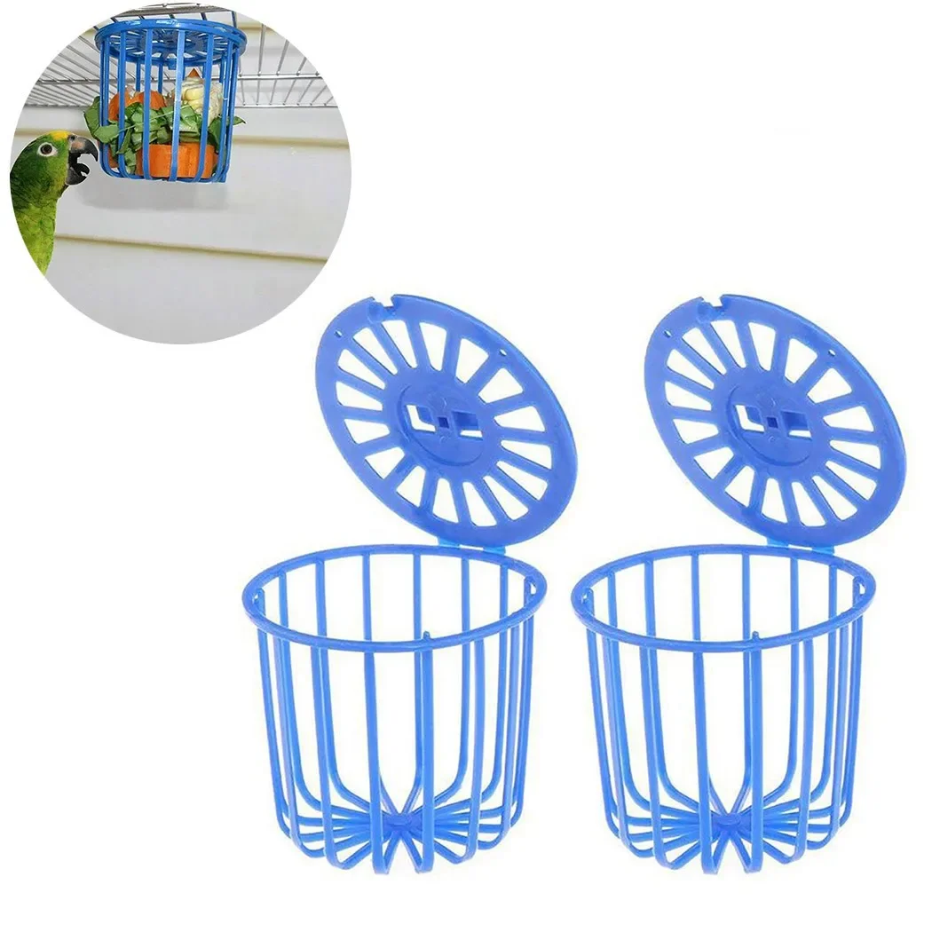 Bird Parrot Feeder Cage Fruit Vegetable Holder Cage Access Hanging Basket Container Pet Parrot Feeder Accessories Cage Supplies