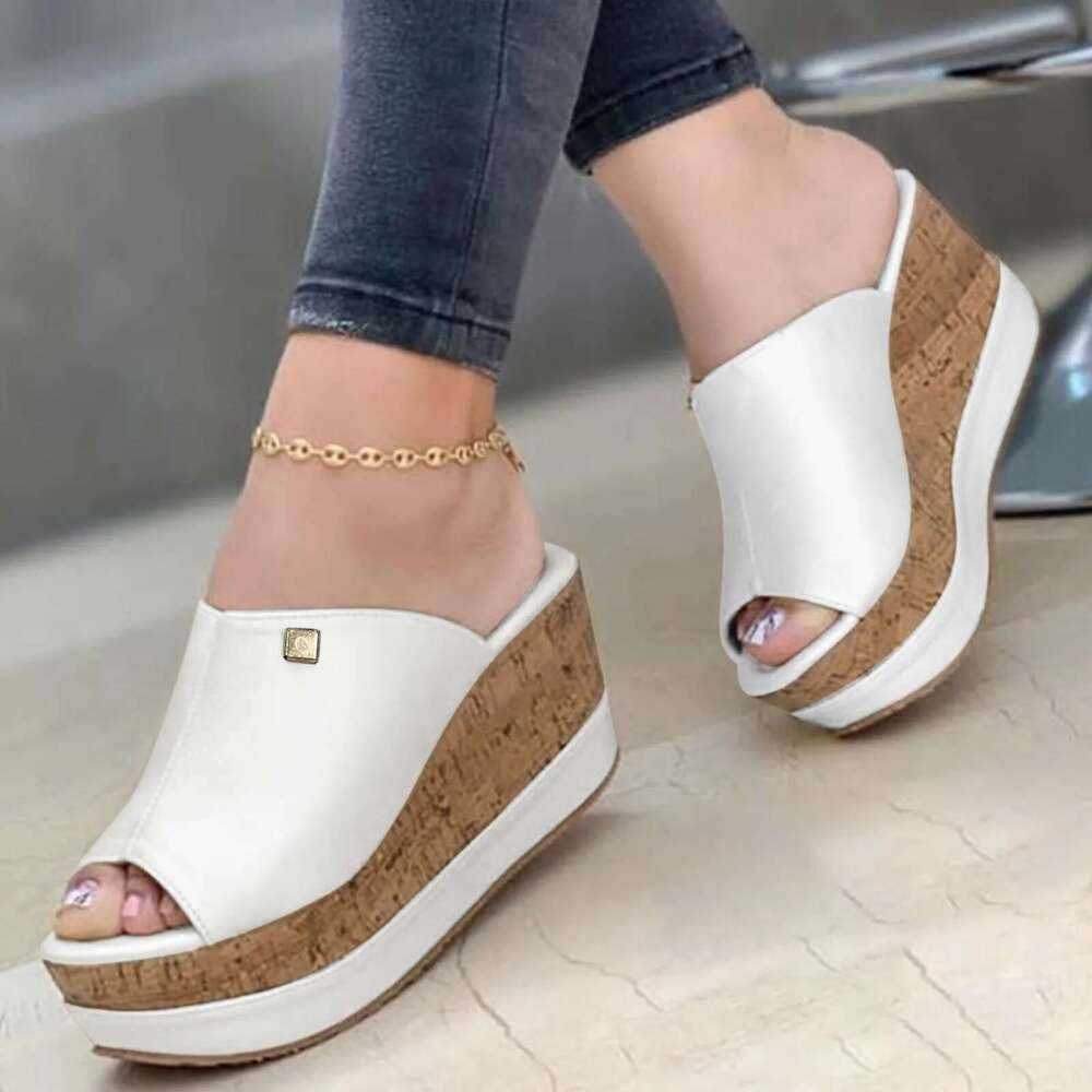 For Summer Roman Sandals Solid Color Wedge Platform Slippers Elegant Fashion Shoes Ladies
