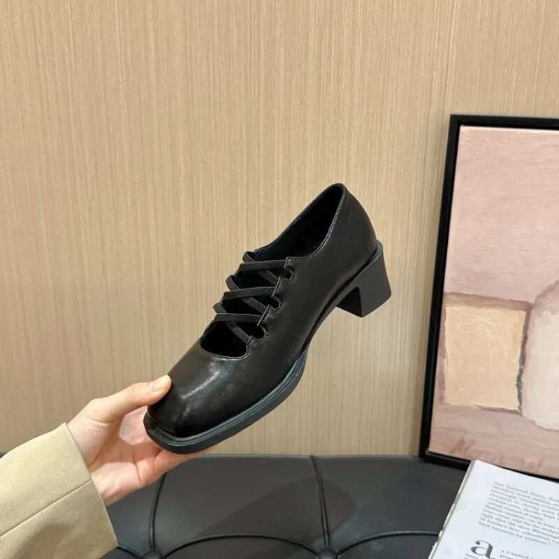 Women's High Heels Ballet Women Sandals Fashion Square Toe Retro Chunky Shoes Ladies Trend Autumn Pumps Mujer