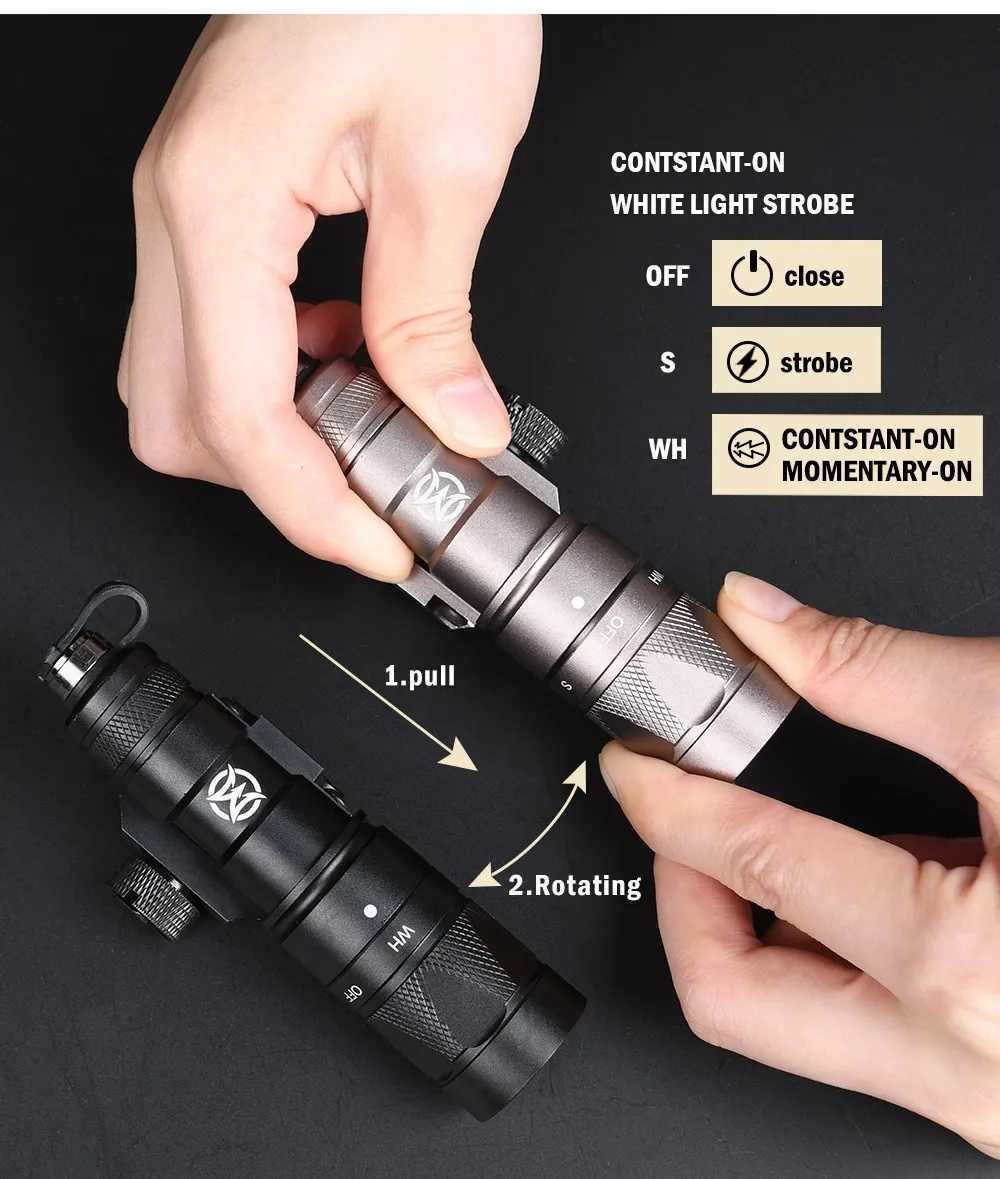 Wadson Metal M600W Tactical Weapon Light M300W Flash D White Light Hunting Rifle Flashlight Suitable for 20mm Picatinny RailXJ250303
