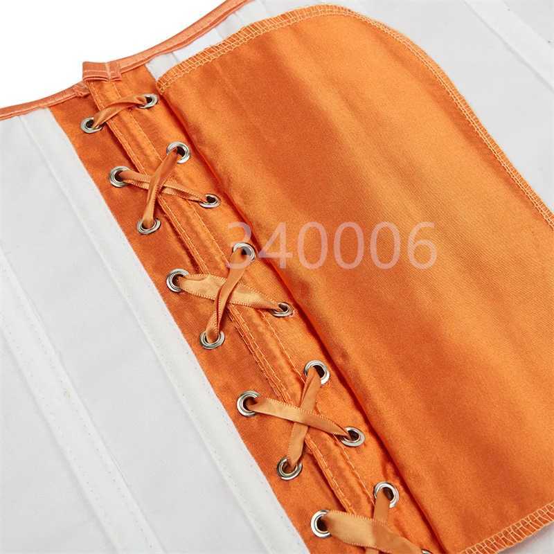Caudatus Corset Womens Top Corset Satin Sexy Lace Strap Corset Brocade Retro Style Korsett Plus Size OrangeXJ250304