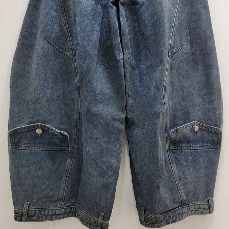 Vintage Fashion Irregular Denim Pants For Women High Waist Straight Wide Leg Jeans Female 2025 Autumn New Items 11A01242