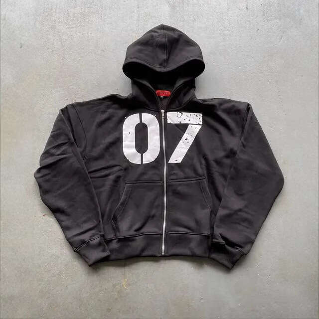 07 Trendy Street Loose Hoodie for Men and Women, Hip Hop, Sports Zipper, Hoodie, Pants Set gift for man