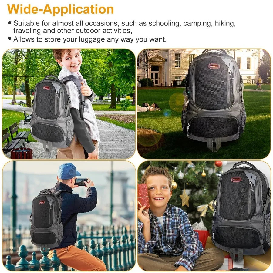 Ship from US Unisex School Backpack Casual Travel Shoulder Bag Adjustable Straps Dual Water Bottle Pouch 250304FBB