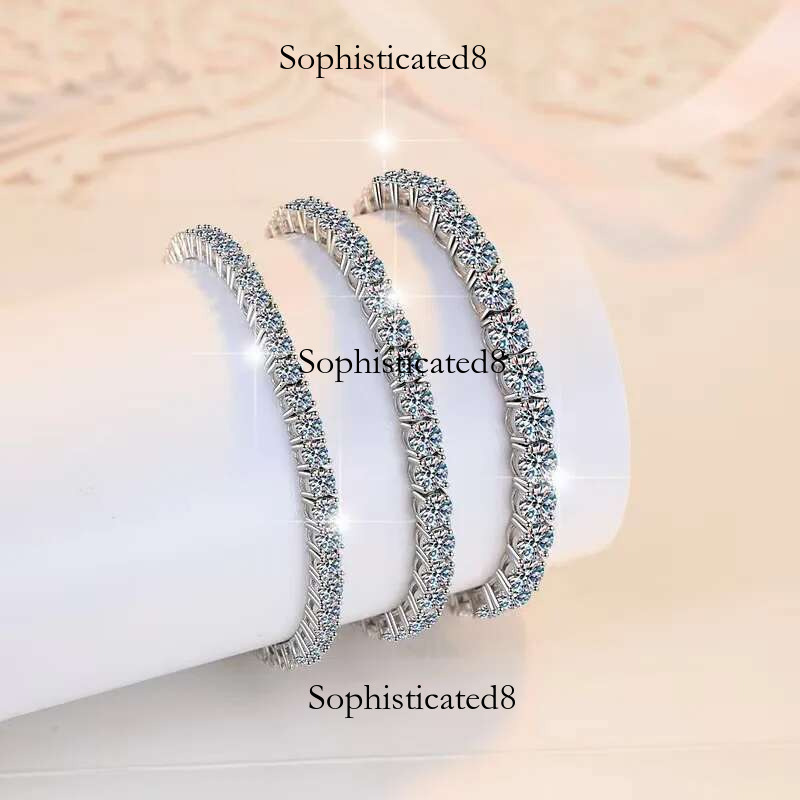 3mm/4mm/5mm/6.5mm Moissanite Tennis Bracelets Sterg Sier Full Dia with Gold Plated Gra Party Jewelry for Women Men