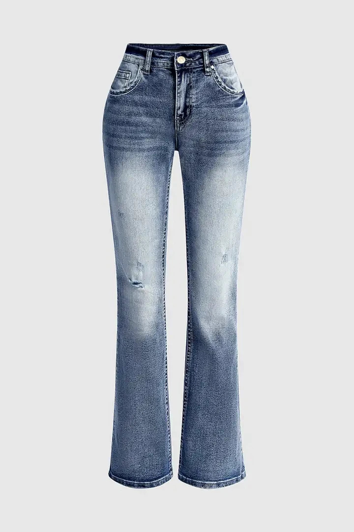 2024 Womens Straight Micro Stretching Jeans Loose and Casual Full Matching High Waist Comfort 250227