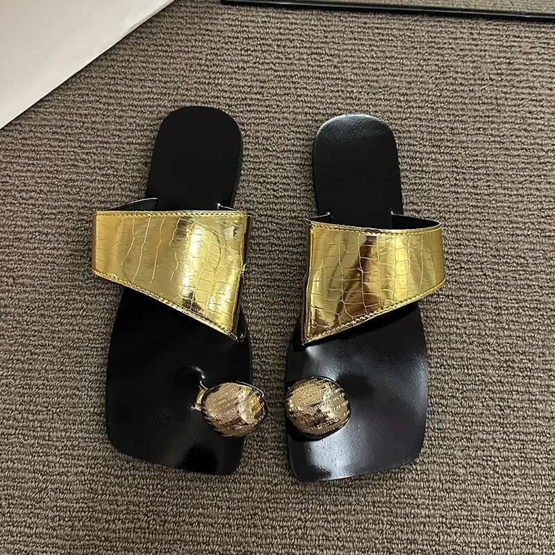 Summer Women's 2025 New Fashion Open Toed Outdoor Flip-ps Female Non-slip Solid Beach Slippers atos De Mujer
