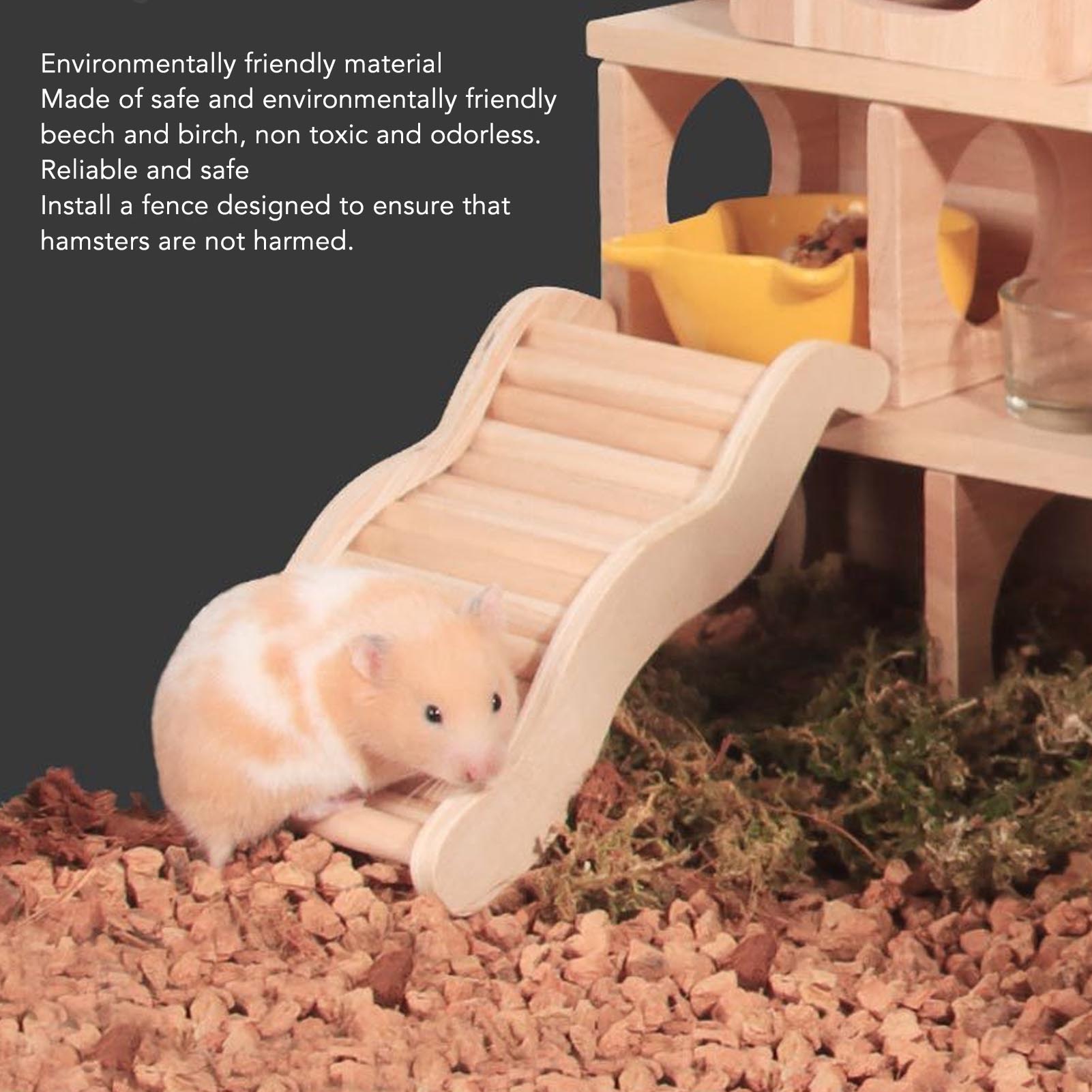 Hamster Climbing Ladder Multipurpose Easy Installation Decorative Beech and Birch Interactive Wood Hamster Ladder for Home