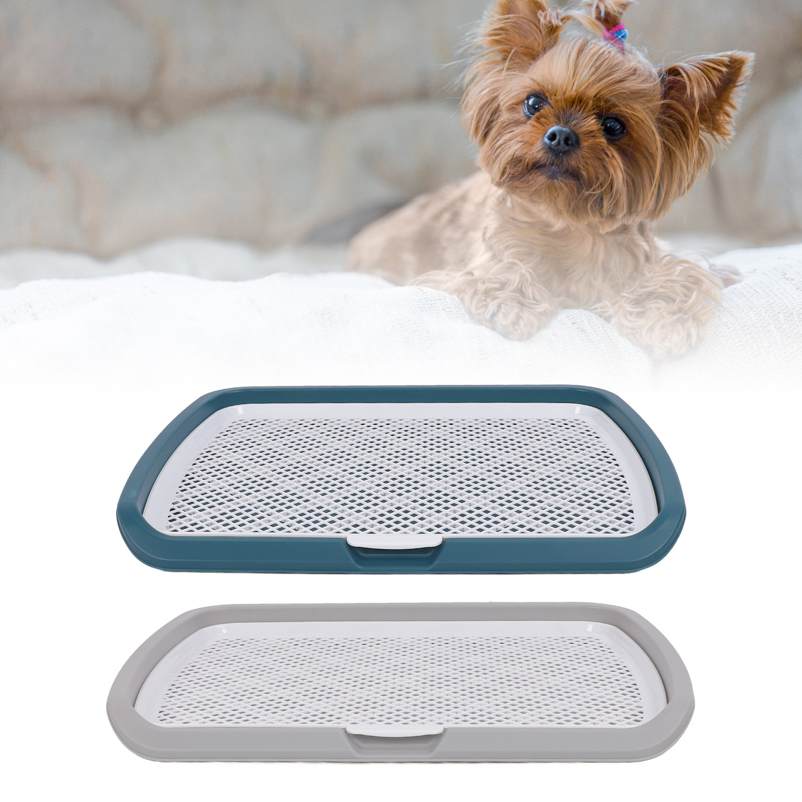 Dog Potty Tray Puppy Potty Training Tray Detachable Washable Mesh Dog Pee Pad Holder Tray for Small Breed Dog Puppy Toilet Tray
