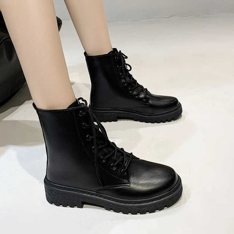 New Style Round Toe Square Heel Cross Strap Fionable Wens Shoes Casual and Cfortable Plus Veet Warm Short Boots Z250304