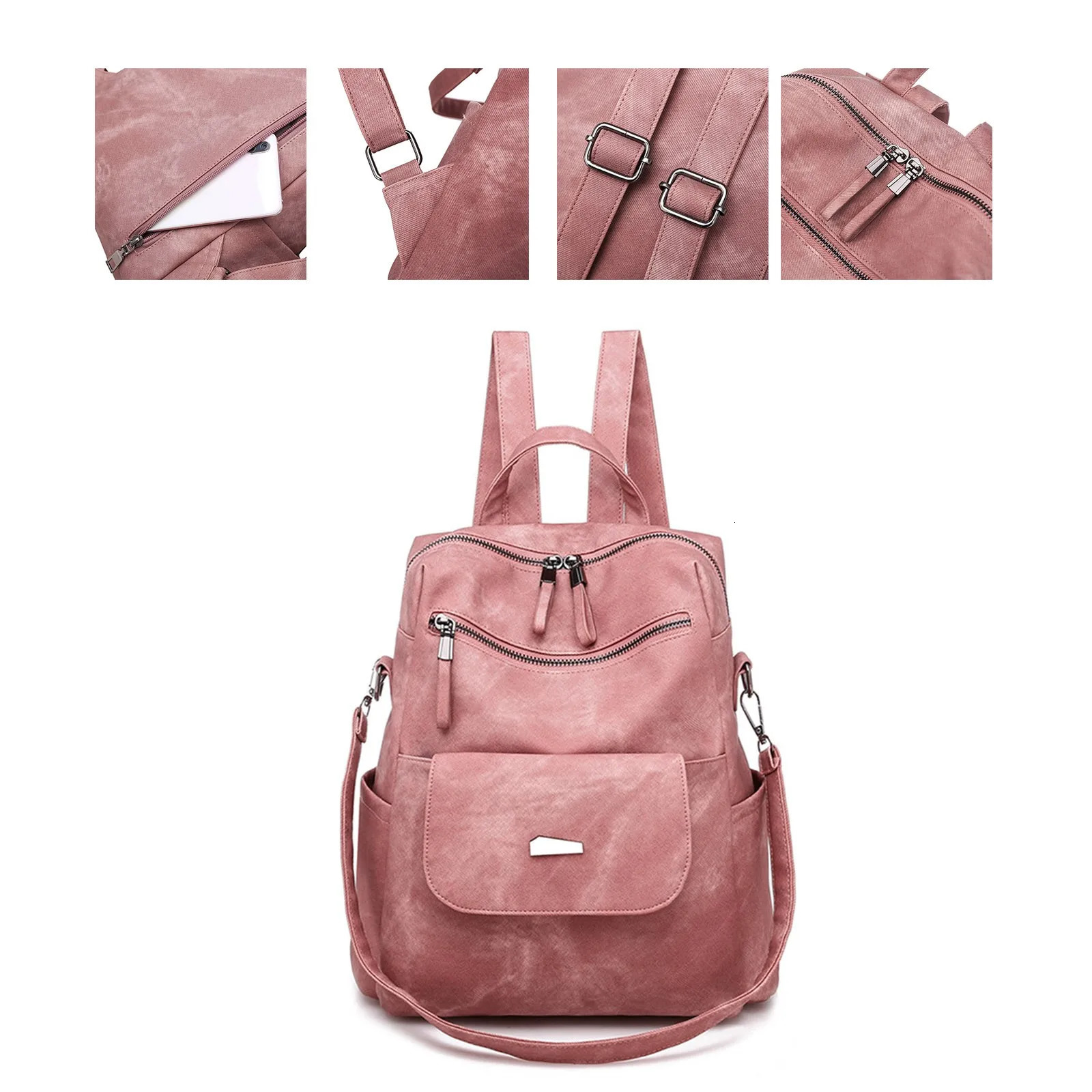 Ship from US Backpack with backpack womens student fashion high school leisure large capacity shoulder strap travel 250304FBB