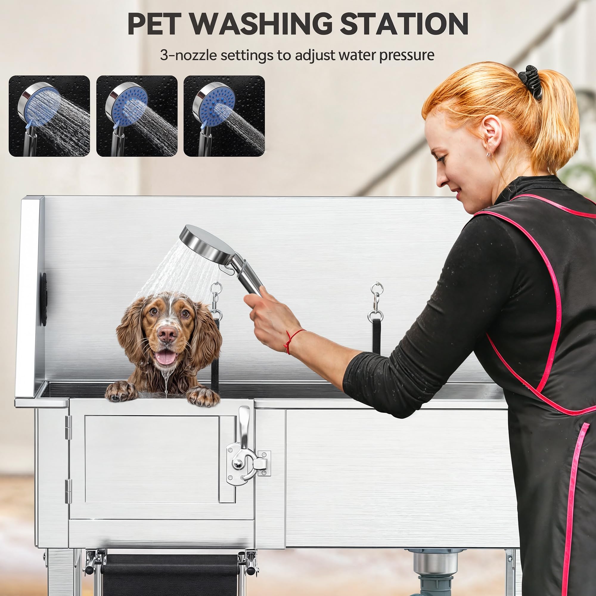 Professional Dog Bathtub 50in, Stainless Steel 304 Dog Bathing Station