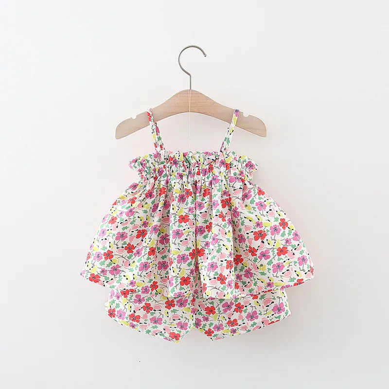 Summer born baby girl clothes outfits sets flower topshorts suit for toddler infant girl cloth 1 year babys birthday sets 250304