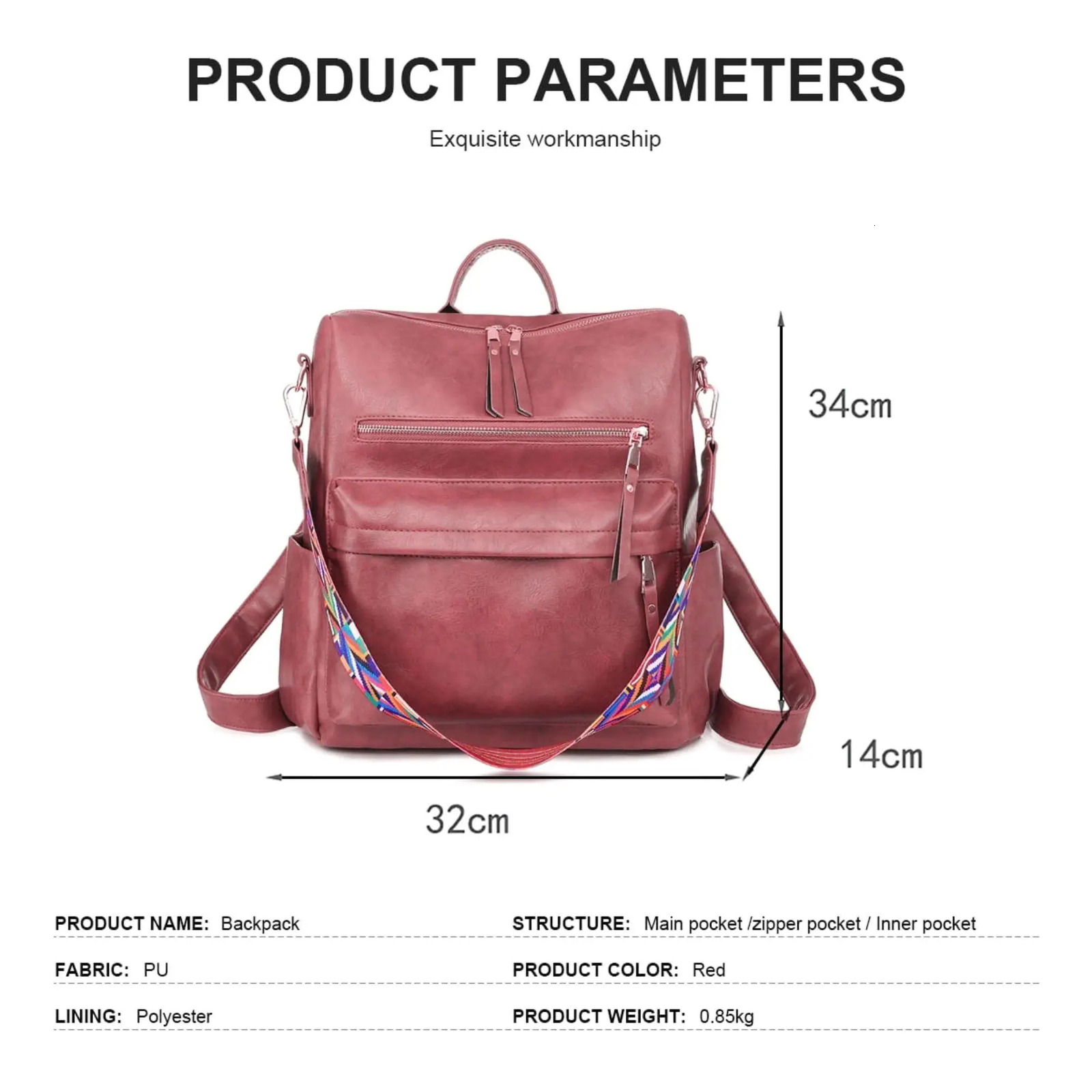 Ship from US Stylish Leather Backpack Purse for women Designer Convertible Shoulder Bag School Everyday Use 250304FBB