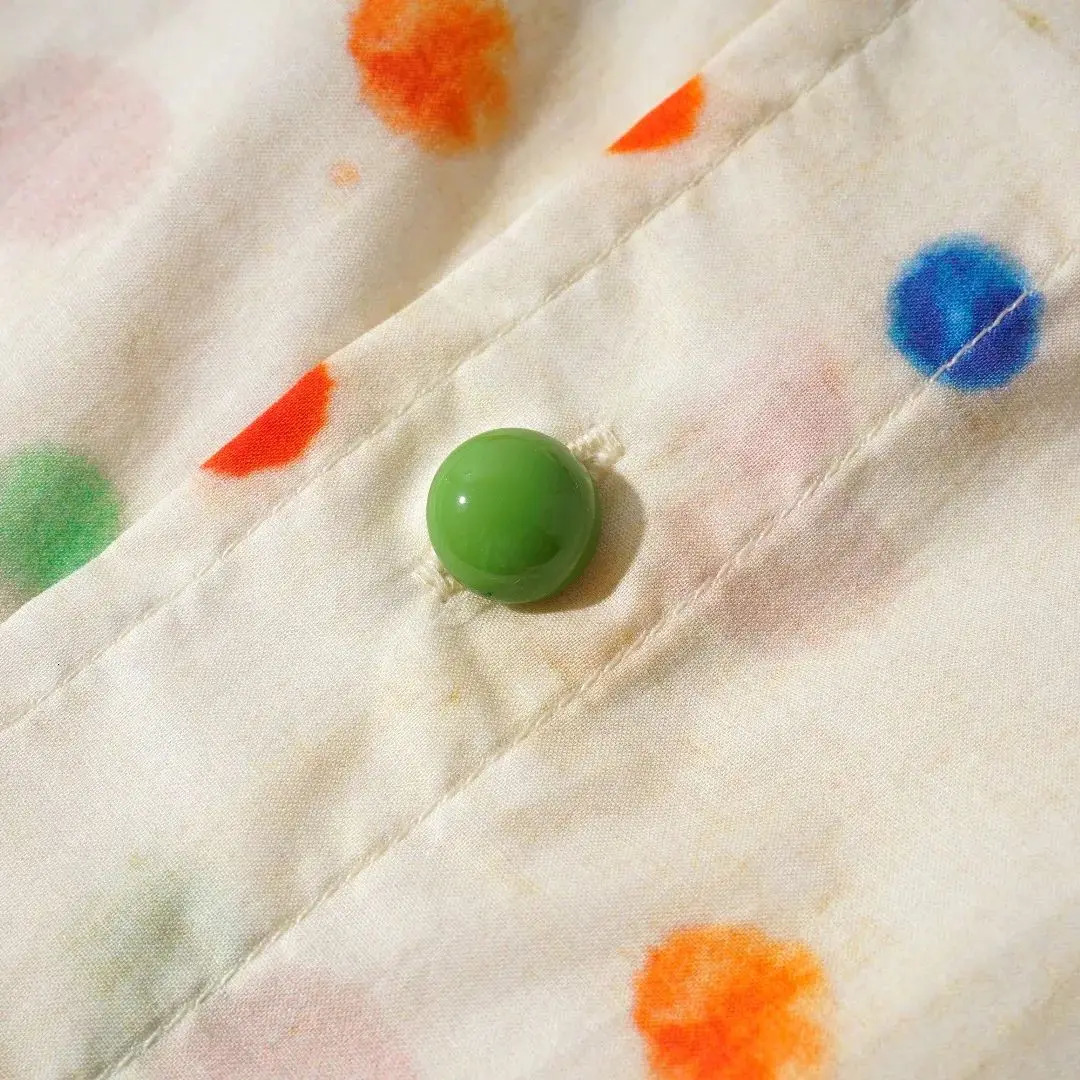 Vintage color polka dot lapel shirt for men and women the same shirt spring light and thin sunscreen shirt 250227