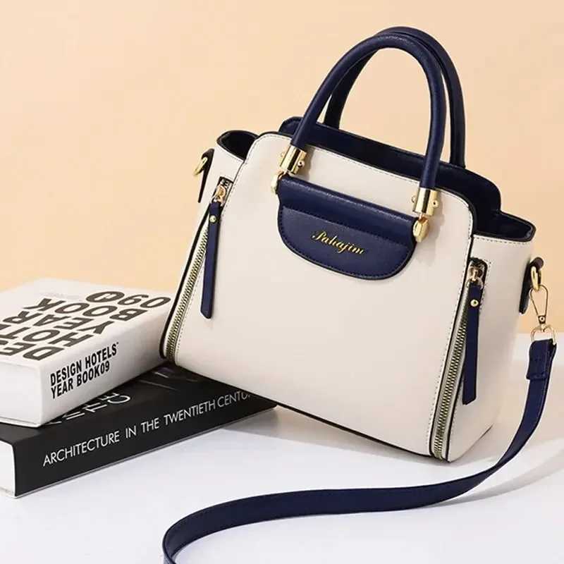 Fashion Color Contrast Handbag Stitching Striped Crossbody Bag Womens Elegant Office Work Purse Z250303