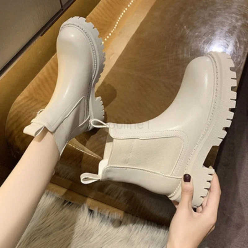 Winter New Wen Boots Autumn Fion Platform Boots Wen Slip-on Fur Short Chunky H Punk Gothic Warm Ankle Boots Z250304