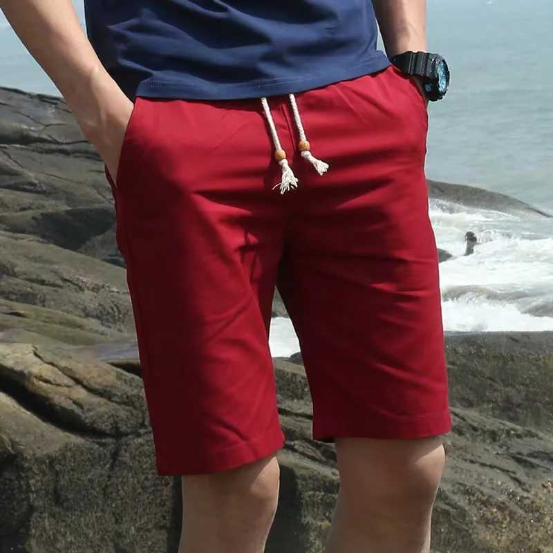 2024 new mens casual shorts fitness jogging pants retro classic color clothing waist hanging bead drawstring sports shortsT250304
