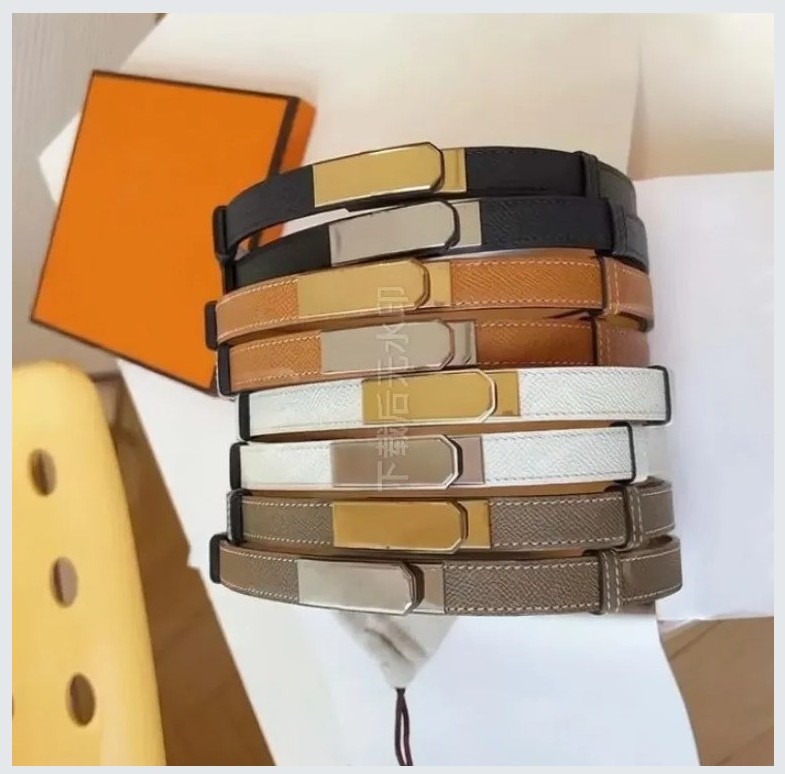 Designer thin leather belts for women designer men ceinture cowhide e soft small buckle ladies belt 18mm width fashionable brown black with BOX 45