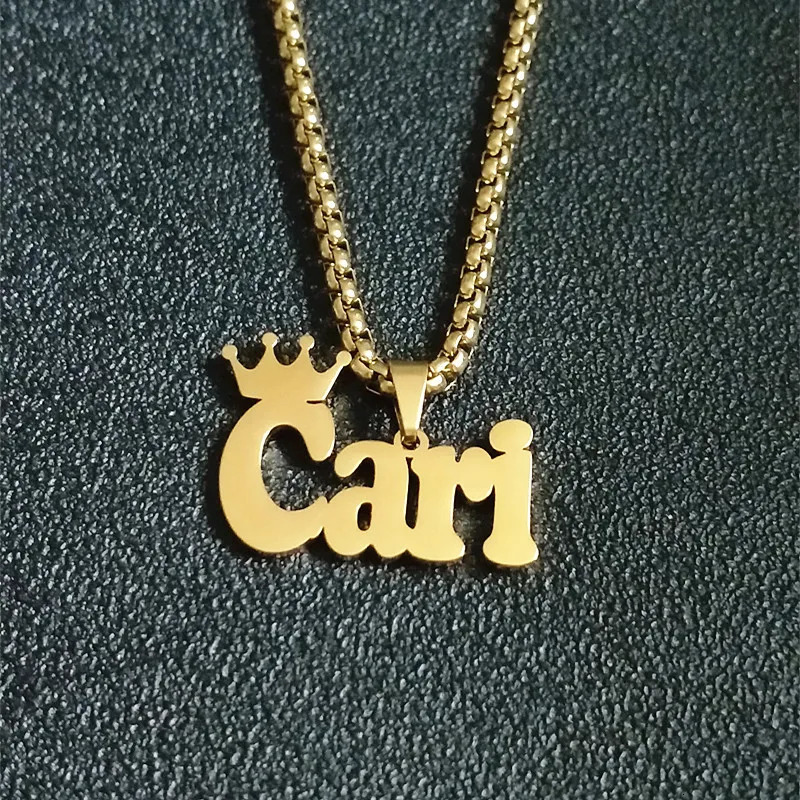 Personalized Customized Name Crown Necklace Stainless Steel Jewelry Custom Baby Chain Necklace For Women Men Birthday Gift 250304