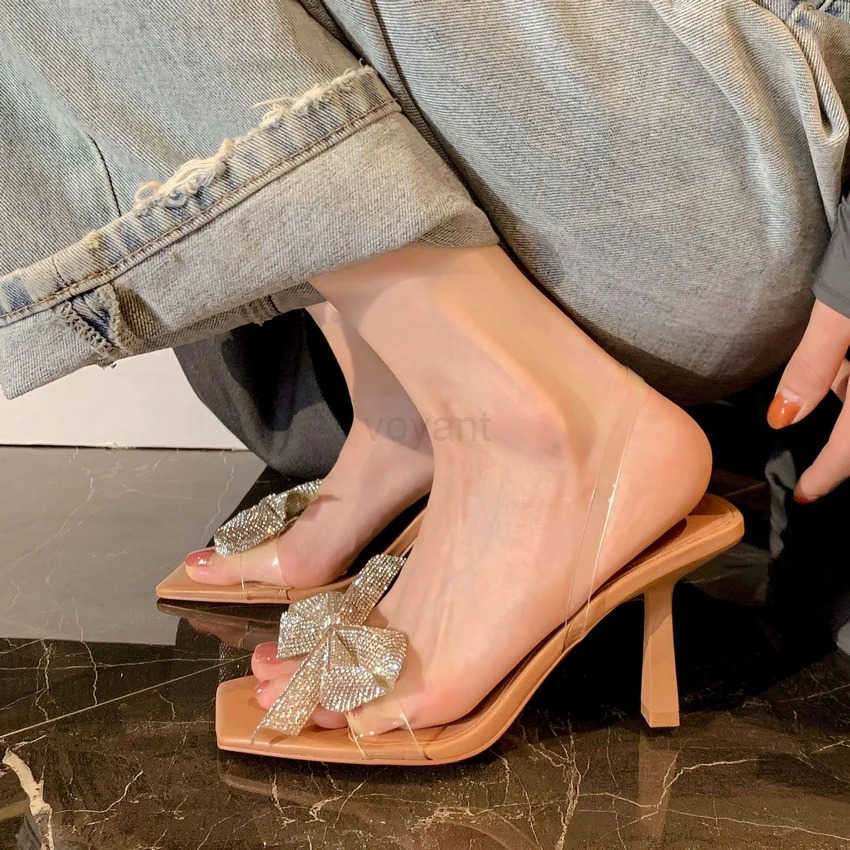 2023 Wan Heeled Sandals Wens Sandals Summer Transparent High H Sandals Elegant Stiletto Slingback Shoes Z250304