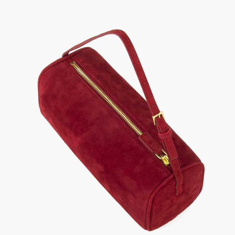 Womens Suede Leather Small Handbag Fashion Red Genuine Sheepskin Shoulder Crossbody Bag Z250303