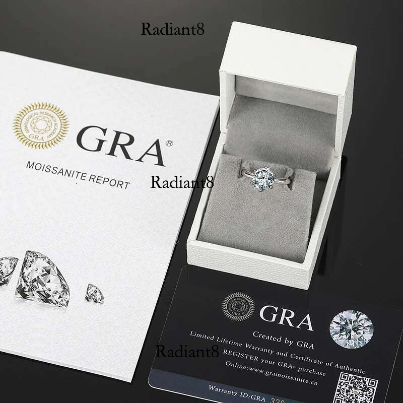 Sterg Sier 0.5-3CT Moissanite Ring For Women Resizable 6 Prong Setting D Color GRA Certificate Wedding Jewelry 2022 New