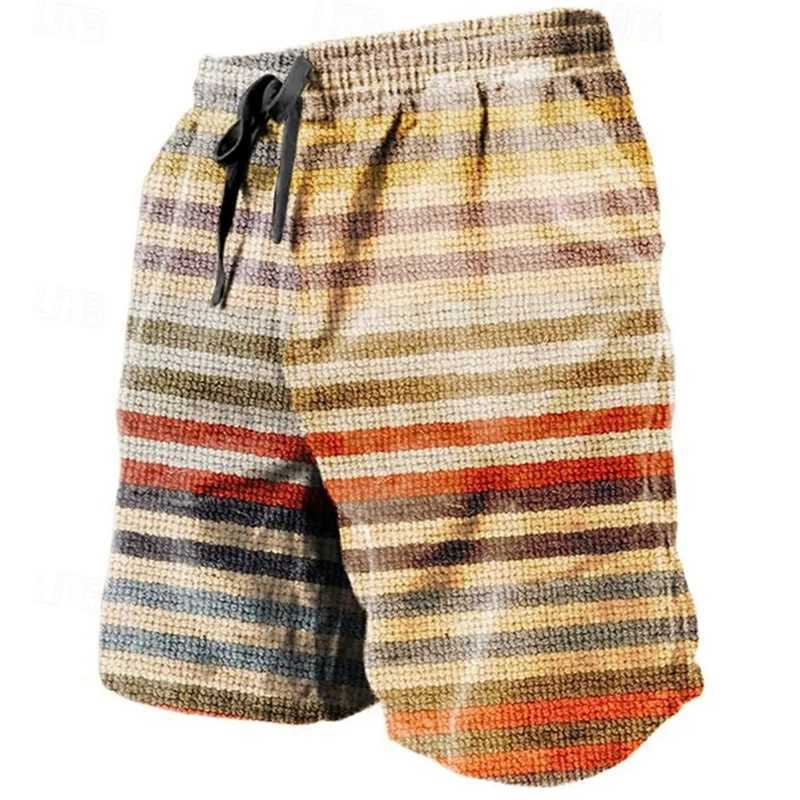 Vintage Patchwork Pattern Beach Short For Men Fashion Casual Summer 3D Fake Cloth Printed Short Pants Loose Street Swim TrunksT250304