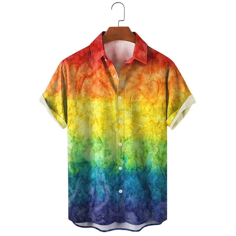Harajuku Summer 3D Printing Hentai Styles Shirts Color Patterns Graphic Short Men Fashion Cool Clothes Blouses 250303
