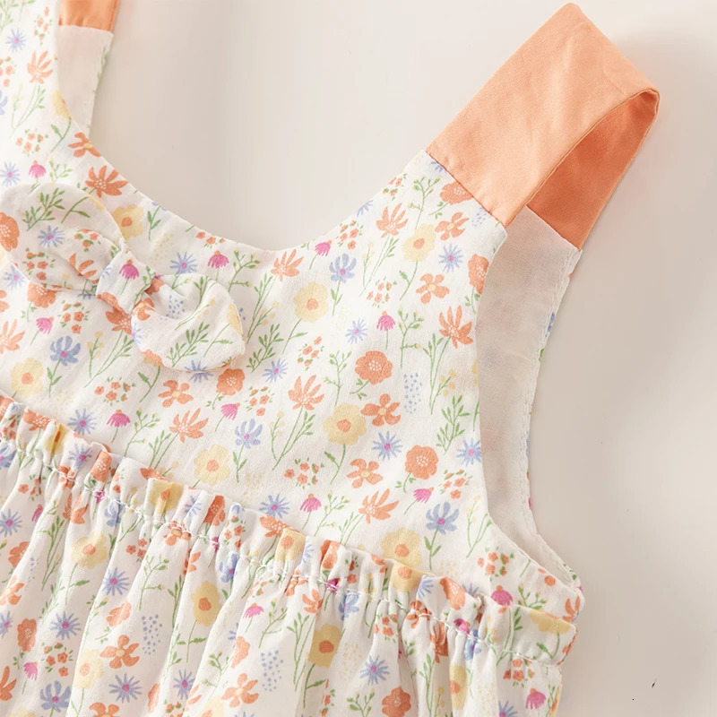 Dave Bella Summer Children Girls Baby Two-Piece Floral Print Shorts Set Sleeveless Sweet Lovely Casual DB2240822 250304